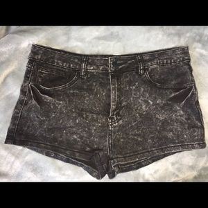 Forever 21 Black Acid Wash Denim Shorts